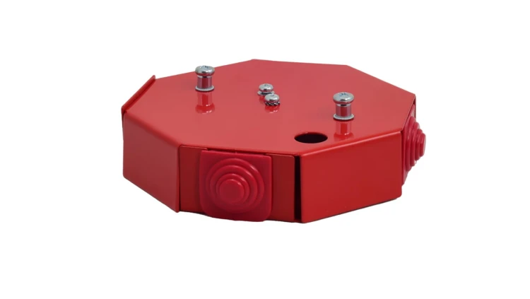 Puszka przeciwpożarowa PIP-1AN B3x2x4 ośmiokątna, E90, z bezpiecznikiem 0,375A, wymiary 115x28x123mm, czerwony 84621606