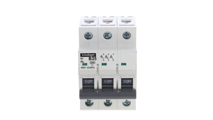 Wyłącznik nadprądowy 3P B 25A 4,5kA AC SCHELINGER A02-G7-3P-B25