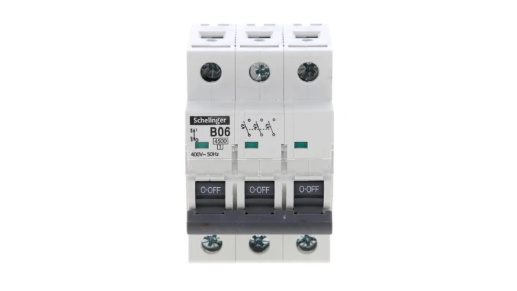 Wyłącznik nadprądowy 3P B 6A 4,5kA AC SCHELINGER A02-G7-3P-B06