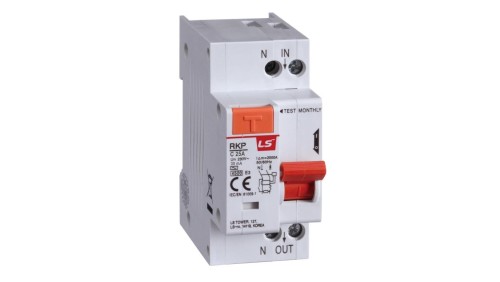 Wyłącznik zespolony różnicowoowy z członem nadmiarowym LS Electric RKP , 10A, B, 30MA 06220127R0 RKP1P+N B10A30MA