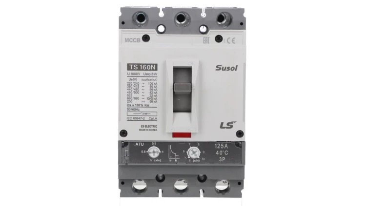 Wyłącznik kompaktowy LS Electric 3polowy, In=125A, wyzwalacz ATU, TS160N ATU 125A 3P