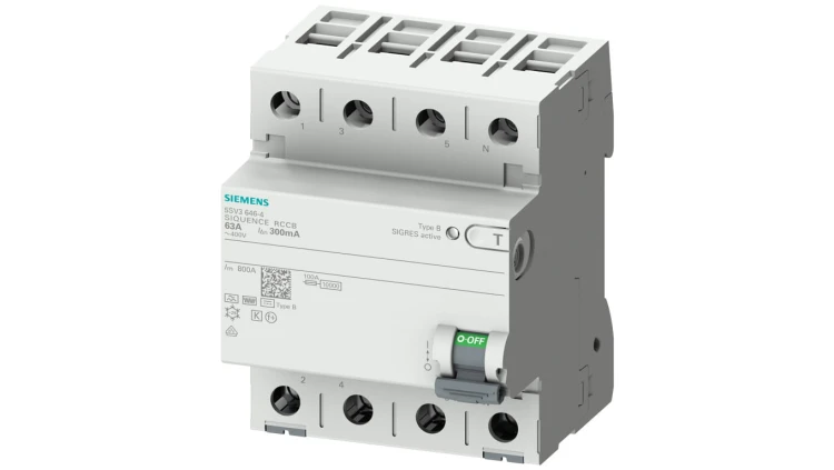 Wyłącznik różnicowoprądowy 4P 63A 0,03A Typ B 400V AC 5SV3346-4