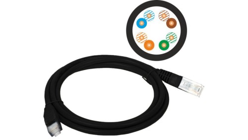 Patch-cord U/UTP kat.5e PVC 3.0m czarny KKU5CZA3