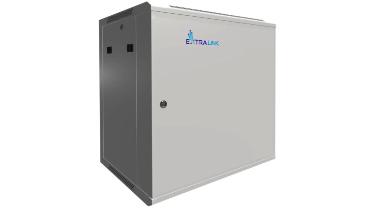 Szafa rack montowana na ścianie, drzwi blaszane pełne Extralink 12U 600x450 ASP Szara