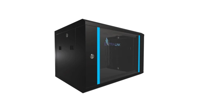Szafa rack montowana na ścianie Extralink 6U 600x450 Czarna