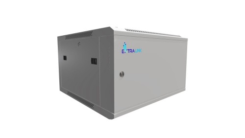 Szafa rack montowana na ścianie, drzwi blaszane pełne Extralink 6U 600x600 ASP Szara