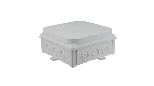 Puszka naścienna 188x188X88 mm, bezhalogenowa, samogasnąca, odporna na UV, IP67, UL94 V0, N180x180S szara 35300202