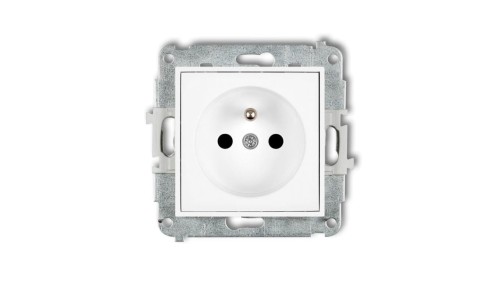 MINI Mechanizm gniazda pojedynczego z uziemieniem 2P+Z (przesłony torów prądowych) biały mat 25MGP-1zp