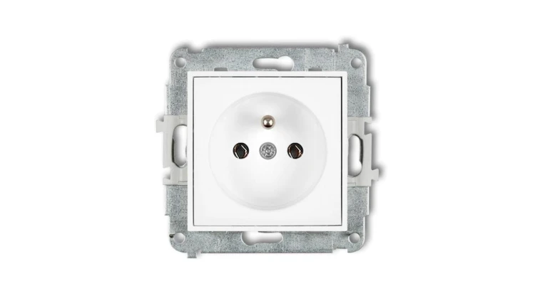 MINI Mechanizm gniazda pojedynczego z uziemieniem 2P+Z (bez przesłon torów prądowych) biały mat 25MGP-1z