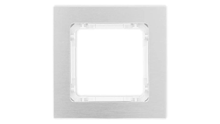 DECO Ramka uniwersalna pojedyncza - aluminium szczotkowane (ramka: srebrna spód: biały) 7-0-DRA-1