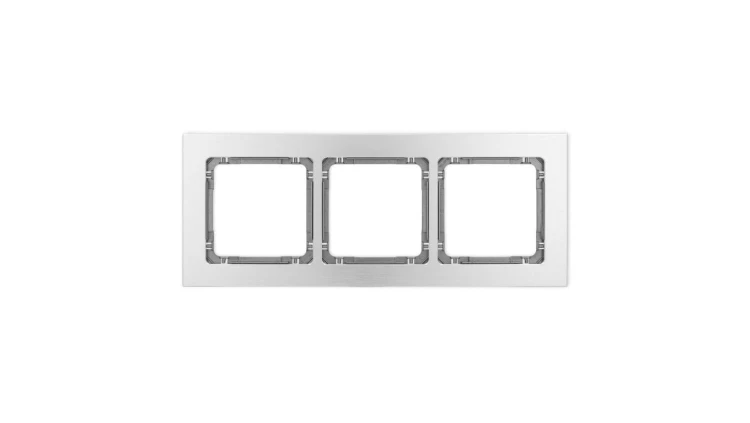 DECO Ramka uniwersalna potrójna - aluminium szczotkowane (ramka: srebrna spód: grafitowy) 7-11-DRA-3