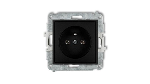 ICON Mechanizm gniazda pojedynczego z uziemieniem 2P+Z (bez przesłon torów prądowych) czarny mat 12IGP-1z