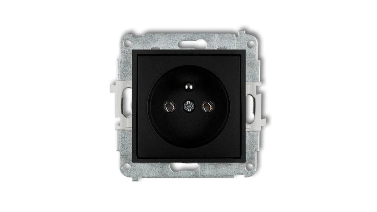 ICON Mechanizm gniazda pojedynczego z uziemieniem 2P+Z (bez przesłon torów prądowych) czarny mat 12IGP-1z
