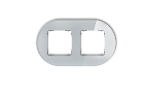 ICON Ramka uniwersalna podwójna okrągła - efekt szkła (ramka: szara spód: grafitowy mat) 15-28-IRSO-2