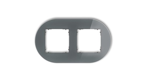 ICON Ramka uniwersalna podwójna okrągła - efekt szkła (ramka: grafitowa spód: grafitowy mat) 28-28-IRSO-2