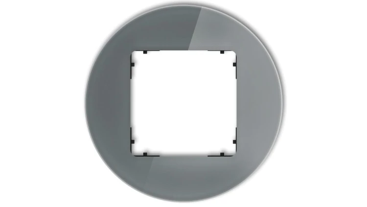 ICON Ramka uniwersalna pojedyncza okrągła - efekt szkła (ramka: grafitowa spód: czarny) 28-12-IRSO-1