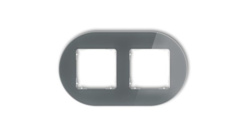 ICON Ramka uniwersalna podwójna okrągła - efekt szkła (ramka: grafitowa spód: biały) 28-0-IRSO-2