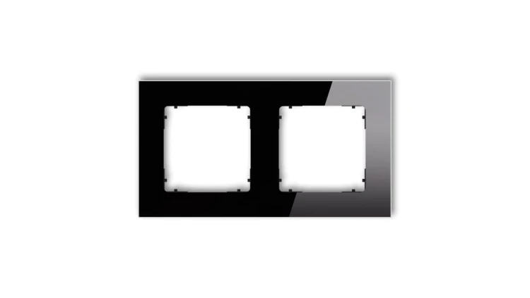 ICON Ramka uniwersalna podwójna kwadratowa - efekt szkła (ramka: czarna spód: czarny) 12-12-IRSK-2