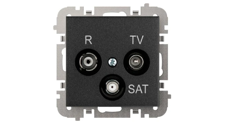 SANTRA Gniazdo antenowe R-TV-SAT końcowe bez ramki podtynkowe czarny 4153-19