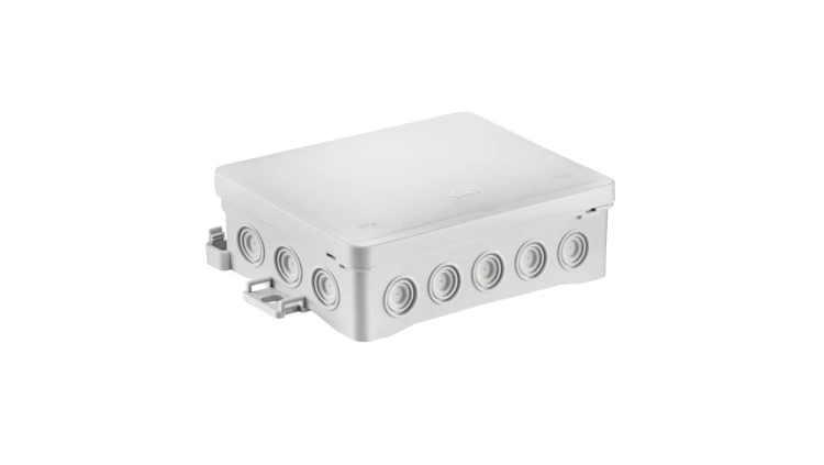 Puszka naścienna 90x40x135mm z dławnicą zintegrowaną samozatrzaskowa, bezhalogenowa, seria FASTBOXiHOOK szara IP54 NS9 35404102