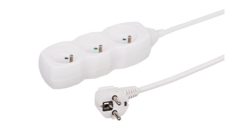 Przedłużacz 3-gniazdowy, 1,5m biały, 3x1,0mm OWY 34315