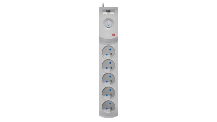 Przedłużacz przeciwprzepięciowy professional 5 gniazd 2xUSB 3m 10A 230V 2300W szary W-100041
