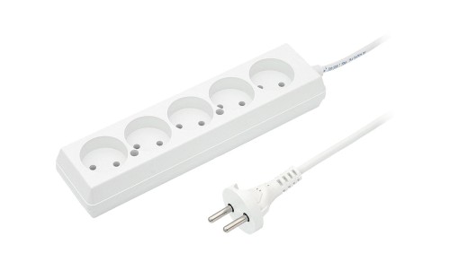 Przedłużacz 5-gniazd b/u 10A 3m /OMY 2x1/ biały PS-560 T-105770