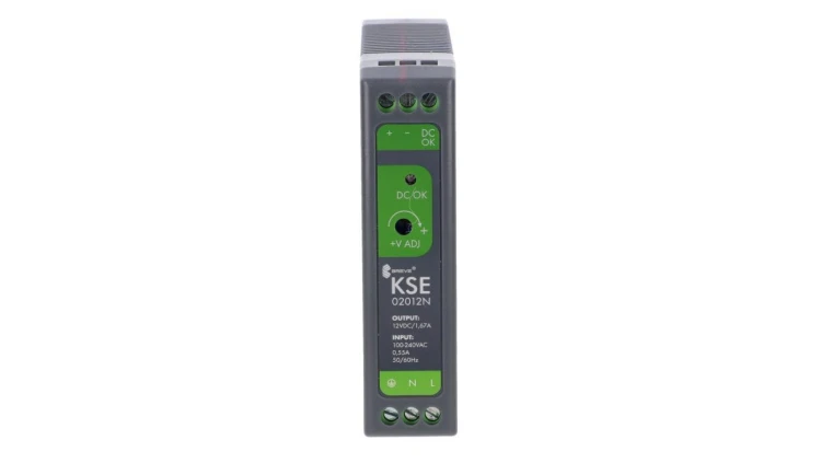 Zasilacz impulsowy KSE 02012P 230/ 12VDC 1,67A 20W na szynę DIN, Uzas: 85-264VAC, Ta70, 17000-1011