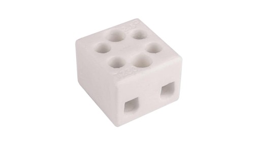 Złączka gwintowa porcelanowa szkliwiona (z dwoma otworami do przykręcania) 2,5 mm² 2 tory CPO 2-2.5A 80017516 /16szt./