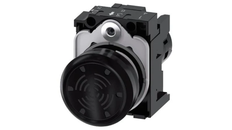 Brzęczyk kompaktowy 22mm dźwięk ciągły 45kHz 75dB 24V AC-DC IP69 tworzywo z uchwytem przył śrub SIRIUS ACT 3SU1200-6LB10-1AA0
