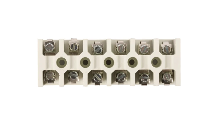 Listwa zaciskowa 6-torowa 10 mm2 z podkładką zapobiegającą przecinaniu przewodów LZ-B10 biały A12-0852