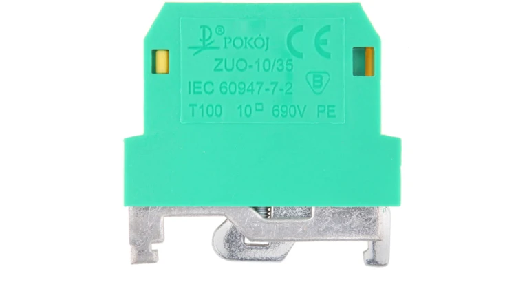Złączka szynowa 2-przewodowa ochronna PE 10 mm2 żółto zielona ZUO-10/35 A11-5D3Z