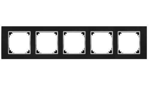 SANTRA ramka pięciokrotna IP20 czarny/chrom 4175-46