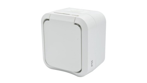 Gniazdo z uziemieniem pojedyncze natynkowe Aqua Pro IP55 białe / 60224