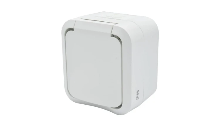 Gniazdo z uziemieniem pojedyncze natynkowe Aqua Pro IP55 białe / 60224