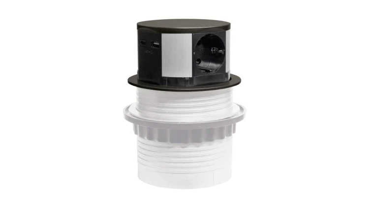Gniazdo meblowe do zabudowy 3 złącza wtyczkowe schuko 1xUSB A 1xUSB C GMZ-5AO W-72014
