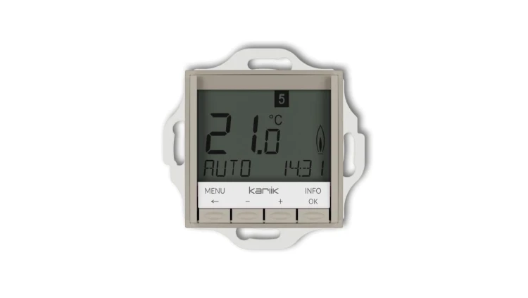 MINI Mechanizm uniwersalnego elektronicznego tygodniowego regulatora temperatury (podświetlenie niebieskie) taupe 60MRT-3.2