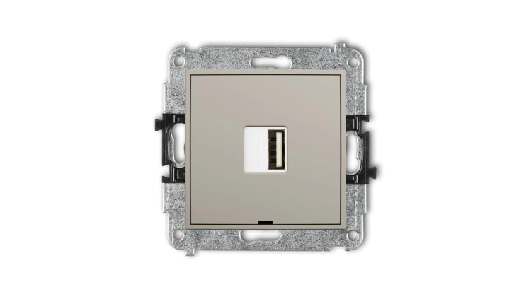 MINI Mechanizm ładowarki USB pojedynczej USB A, 10W max., 5V, 2A, bez pola opisowego taupe 60MCUSBBO-3