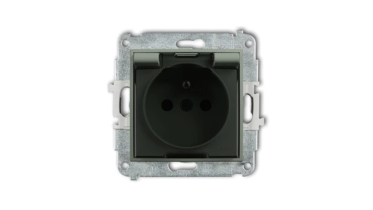 MINI Mechanizm gniazda bryzgoszczelnego z uziemieniem 2P+Z (klapka dymna, przesłony torów prądowych) szałwiowy 61MGPB-1zdp