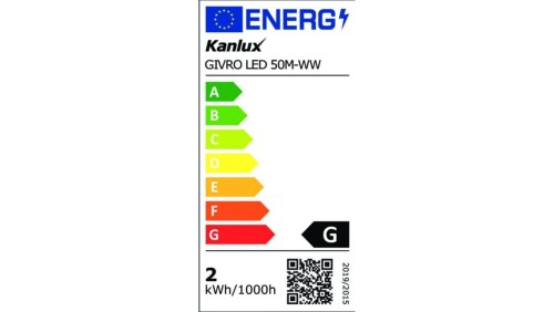 Wąż świetlny GIVRO LED 50M-WW 2W/M 110lm/m 3000K IP65 rolka 50mb Odporność UV zasilanie przelotowe 38574