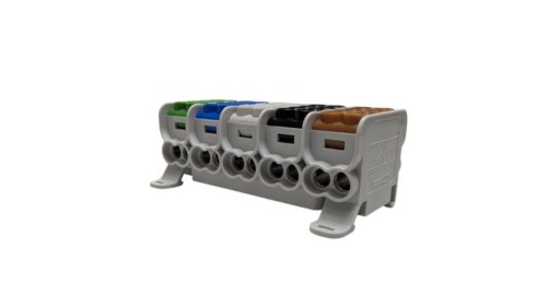 Blok dystrybucyjny-rozdzielczy HLAK 25 (MAG) 5P br/cz/sz/nb/zl 2xAl/Cu 25mm²+16mm² 1000VAC/1500VDC MAG5251CSX