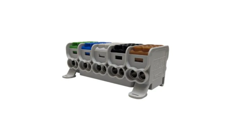 Blok dystrybucyjny-rozdzielczy HLAK 25 (MAG) 5P br/cz/sz/nb/zl 2xAl/Cu 25mm²+16mm² 1000VAC/1500VDC MAG5251CSX