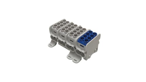 Blok dystrybucyjny - rozdzielczy HLAK 25 (MAG) 4P szary, niebieski 2xAl/Cu 25mm²+16mm² 1000VAC/1500VDC MAG4253AB0