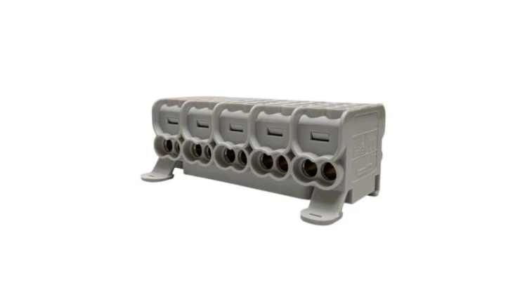 Blok dystrybucyjny - rozdzielczy HLAK 25 (MAG) 5P szary 2xAl/Cu 25mm²+16mm² 1000VAC/1500VDC MAG5255A00