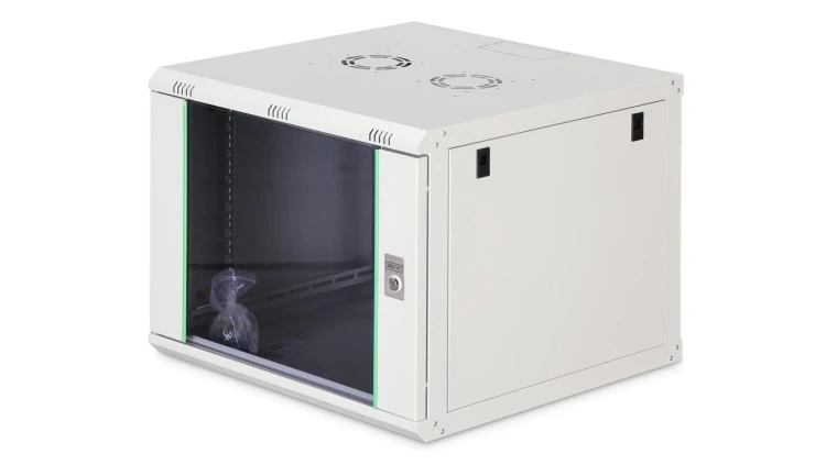 Szafa sieciowa wisząca Dynamic 19 9U rack 600x600, drzwi szyba, szary, niezłożona, 60kg DN-37106
