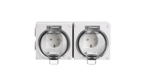OYSTER IP66 2xgniazdo wtyczkowe w obudowie hermetycznej 16A/250V szary 6185-42