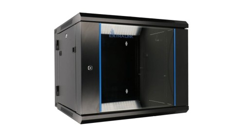 Szafa rack montowana na ścianie, dwusekcyjna Extralink 12U 600x600 AZH Czarna