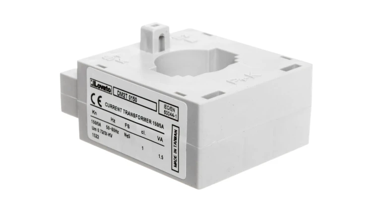 Przekładnik prądowy 150/5A, klasa 1, na przewód fi 23mm, na szynę 30x10mm, 25x12,5mm, 20x15mm DM2T0150