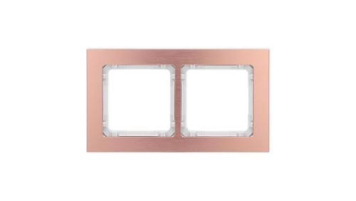 DECO Ramka uniwersalna podwójna - aluminium szczotkowane (ramka: kolor miedziany spód: biały) 9-0-DRA-2