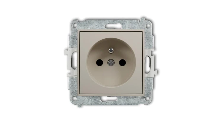 MINI Mechanizm gniazda pojedynczego z uziemieniem 2P+Z (przesłony torów prądowych) taupe 60MGP-1zp